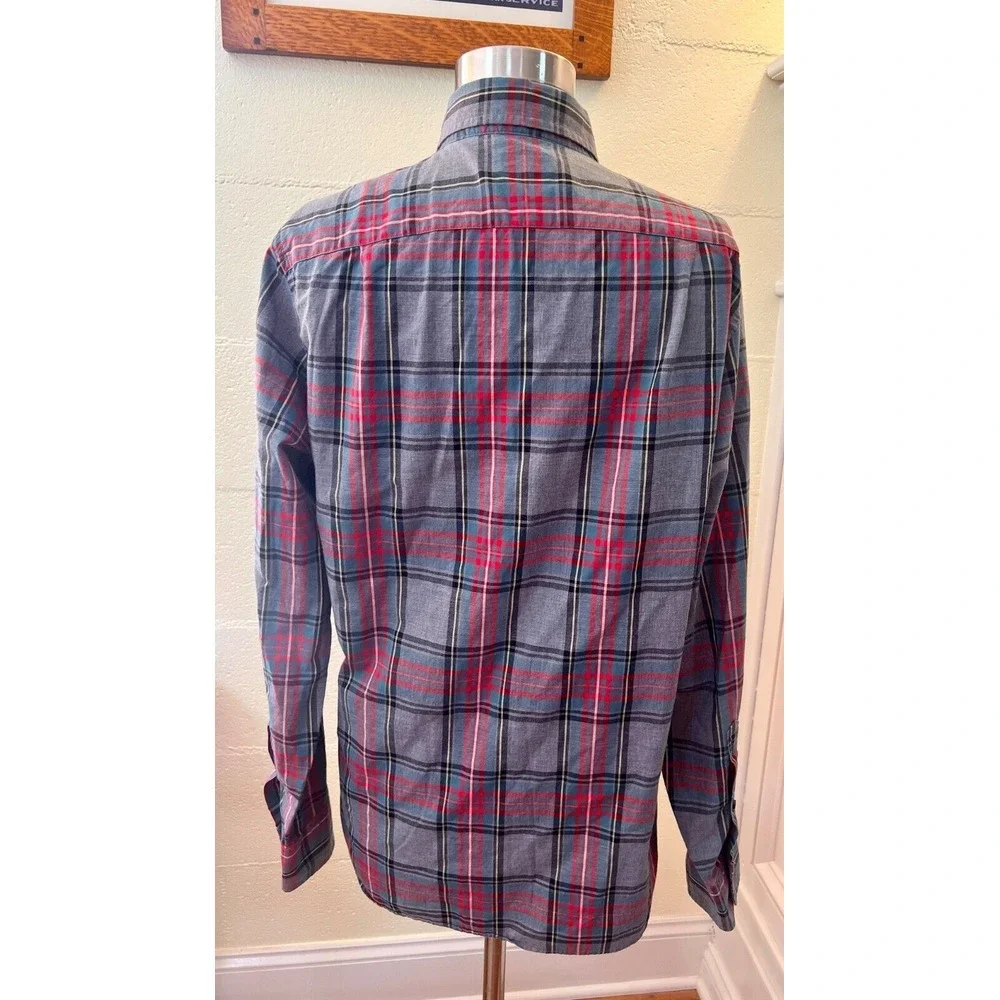 J.Crew Mens‎ Size Small Plaid Button Down Long Sleeve Shirt Grey Red 100% Cotton